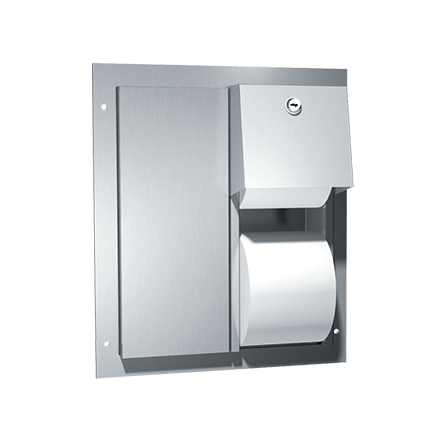 0032 Asi Dualaccesspartitionmounteddualrolltoilettissuedispenserstainlesssteel@2x
