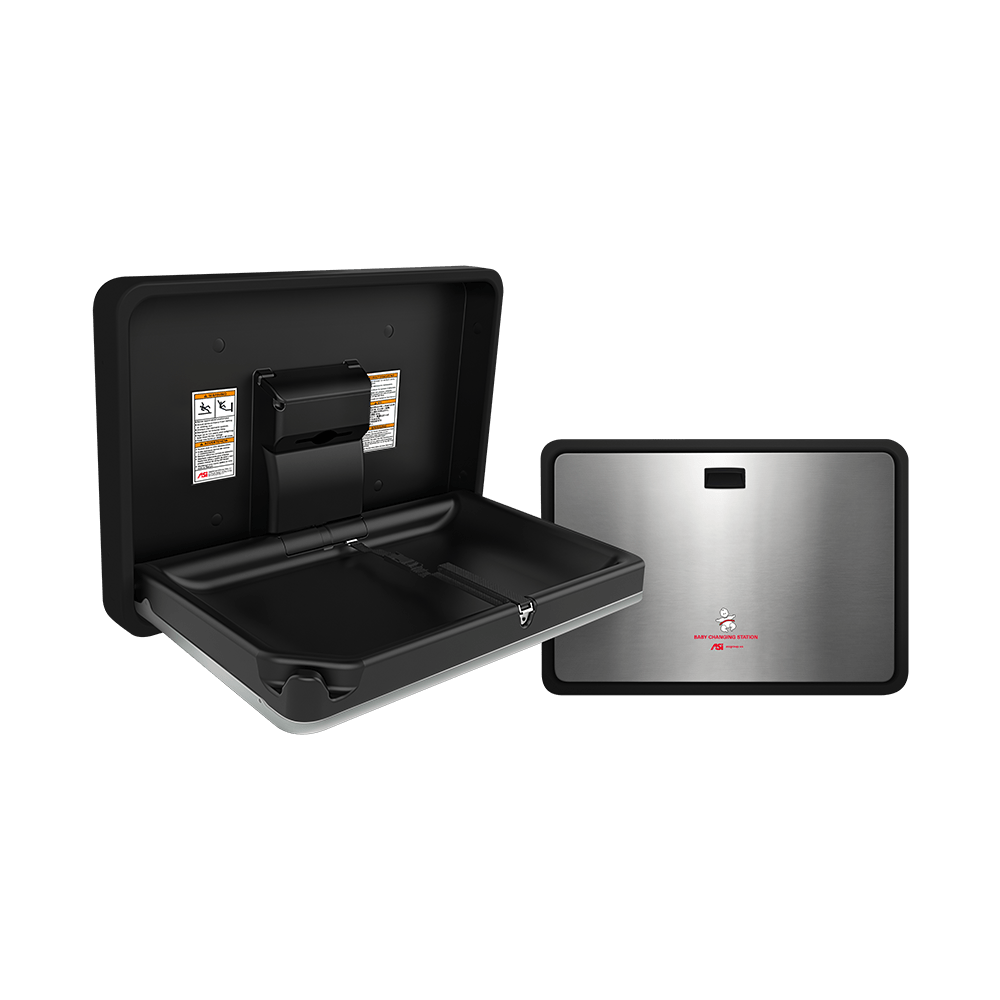 9024-41_ASI-Baby-Changing-Station_Horizontal-Matte-Black-Stainless-Steel-Panel-Surface-Mounted@2x